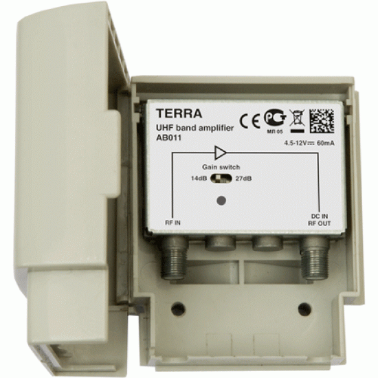 Terra AB011 UHF árbocerősítő nagyon kicsi 0.8dB zaj, 14-20dbB er