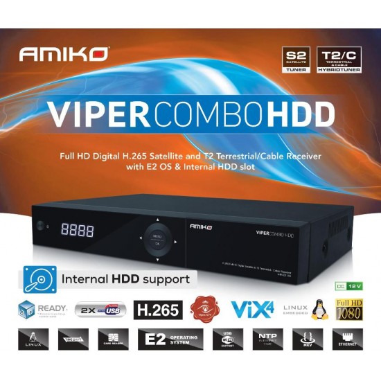 Amiko Viper Combo HDD H265 műholdas és földi/kábel tunerrel